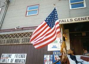 Flag in Front of Store